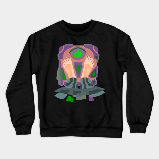 A PERSON STANDING ON WEIGHING MACHINE Crewneck Sweatshirt by STYLIZED ART